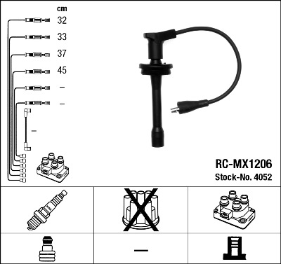 NGK 4052 Kit cavi accensione-Kit cavi accensione-Ricambi Euro