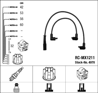 NGK 4978 Kit cavi accensione-Kit cavi accensione-Ricambi Euro