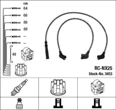 NGK 3453 Kit cavi accensione-Kit cavi accensione-Ricambi Euro