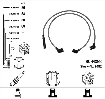 NGK 9482 Kit cavi accensione-Kit cavi accensione-Ricambi Euro