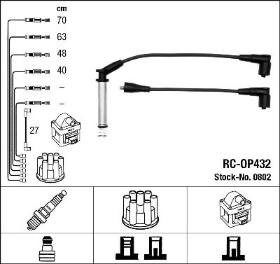 NGK 0802 Kit cavi accensione-Kit cavi accensione-Ricambi Euro