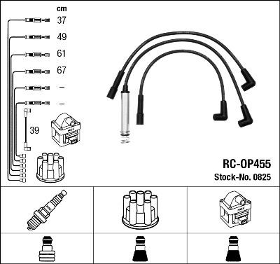 NGK 0825 Kit cavi accensione-Kit cavi accensione-Ricambi Euro