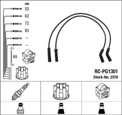 NGK 2578 Kit cavi accensione-Kit cavi accensione-Ricambi Euro