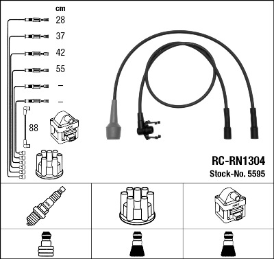 NGK 5595 Kit cavi accensione-Kit cavi accensione-Ricambi Euro