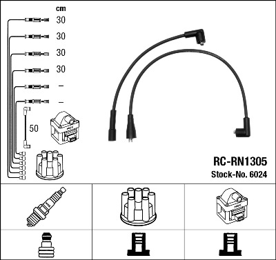 NGK 6024 Kit cavi accensione-Kit cavi accensione-Ricambi Euro