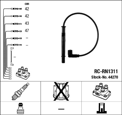 NGK 44278 Kit cavi accensione