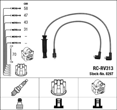 NGK 8297 Kit cavi accensione-Kit cavi accensione-Ricambi Euro