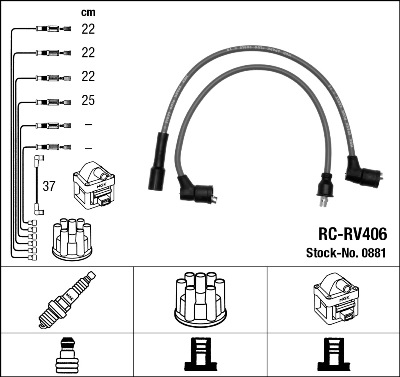 NGK 0881 Kit cavi accensione-Kit cavi accensione-Ricambi Euro