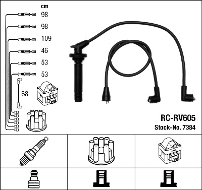 NGK 7384 Kit cavi accensione-Kit cavi accensione-Ricambi Euro