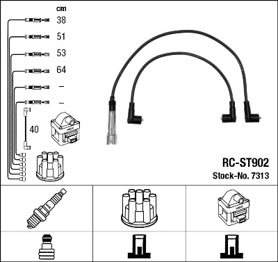 NGK 7313 Kit cavi accensione