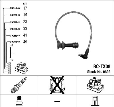 NGK 9692 Kit cavi accensione-Kit cavi accensione-Ricambi Euro