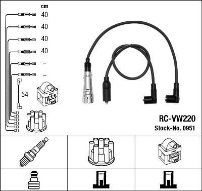 NGK 0951 Kit cavi accensione-Kit cavi accensione-Ricambi Euro