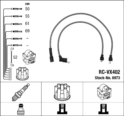 NGK 0973 Kit cavi accensione-Kit cavi accensione-Ricambi Euro