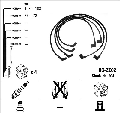 NGK 3941 Kit cavi accensione