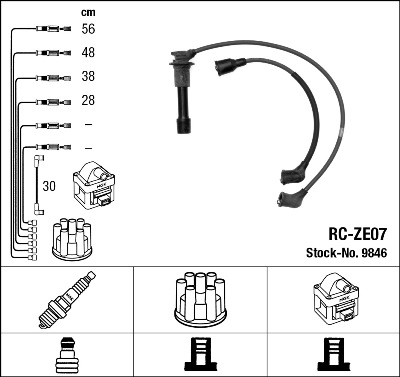 NGK 9846 Kit cavi accensione-Kit cavi accensione-Ricambi Euro