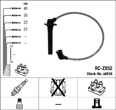 NGK 8839 Kit cavi accensione-Kit cavi accensione-Ricambi Euro