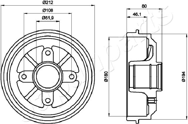 JAPANPARTS TA-0608 Brake Drum