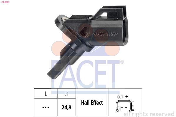 FACET 21.0001 Sensor, ABS