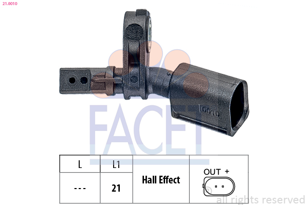 FACET 21.0010 Sensor, ABS