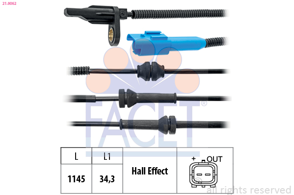 FACET 21.0062 Sensor, ABS