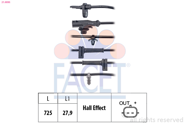 FACET 21.0095 Sensor, ABS