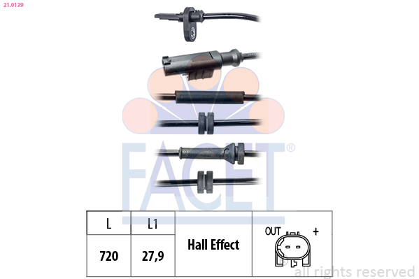 FACET 21.0139 Sensor, ABS