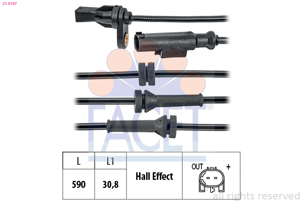 FACET 21.0197 Sensor, ABS