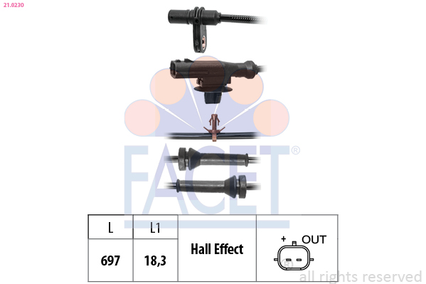 FACET 21.0230 Sensor, ABS