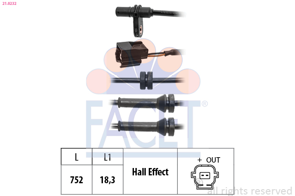 FACET 21.0232 Sensor, ABS