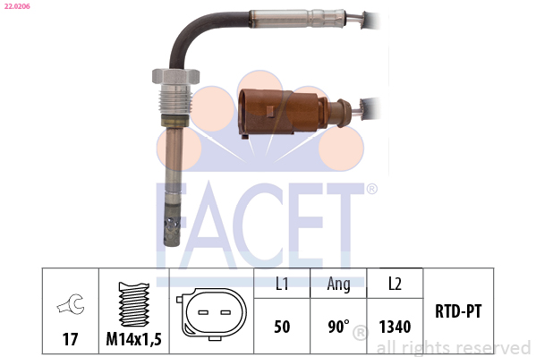 FACET 22.0206 Sensör, Egzoz...