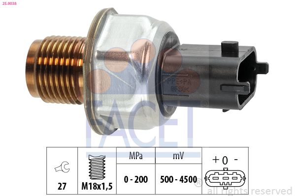 FACET 25.0038 OE Equivalent Sensor, oil pressure