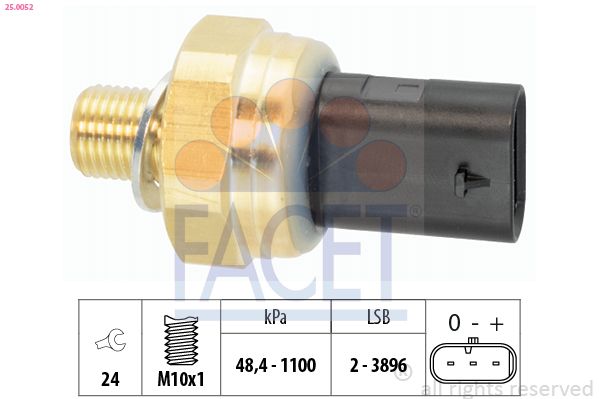 FACET 25.0052 OE Equivalent Sensor, oil pressure