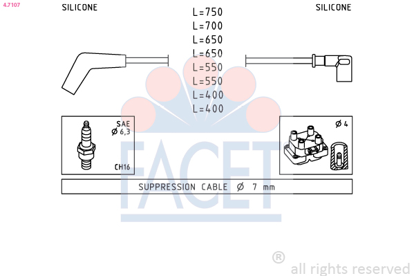 FACET 4.7107 Kit de câbles...