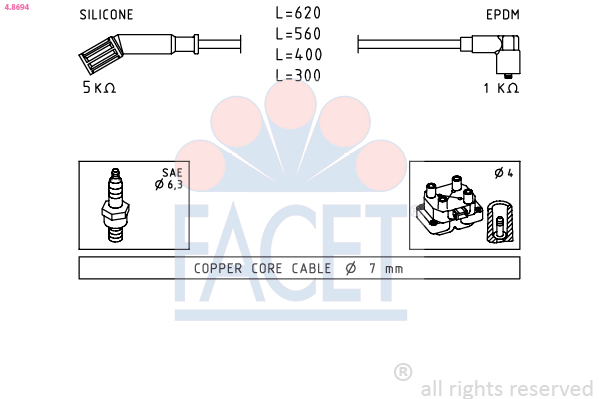 FACET 4.8694 Ignition Cable...