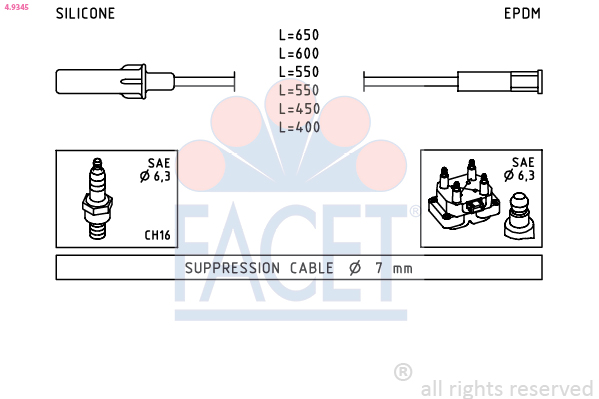 FACET 4.9345 Ignition Cable...