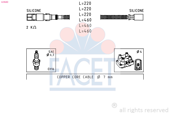 FACET 4.9643 Ignition Cable...