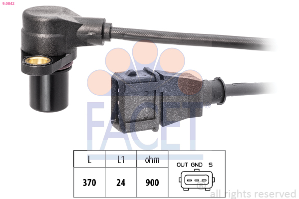 FACET 9.0842 Made in Italy - OE Equivalent Snímač impulzov kľukového hriadeľa