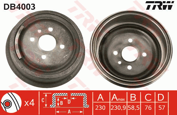 TRW DB4003 Brzdový buben