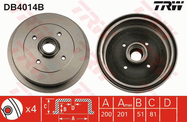 TRW DB4014B Tamburo freno