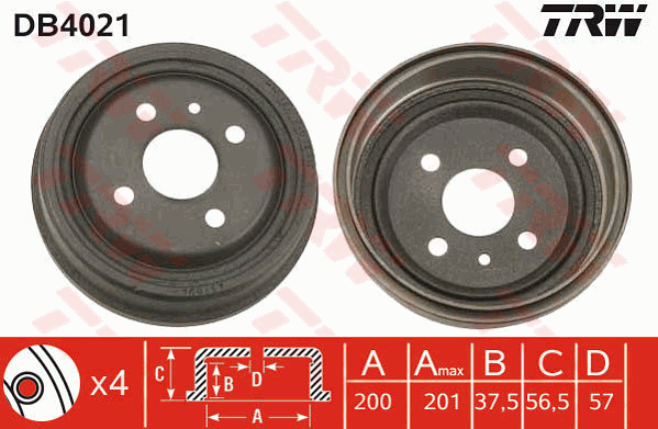 TRW DB4021 Brzdový buben