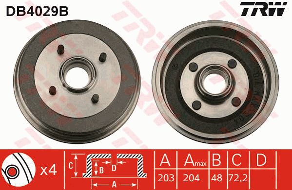 TRW DB4029B Bremstrommel