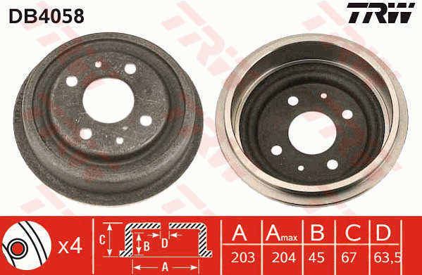 TRW DB4058 Brzdový buben