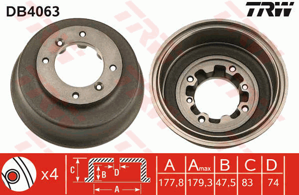 TRW DB4063 Brzdový buben