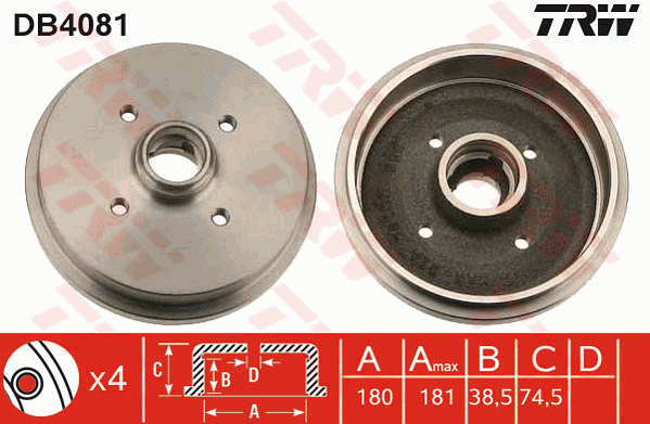 TRW DB4081 fékdob