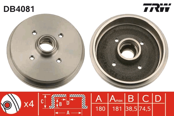 TRW DB4081 спирачен барабан