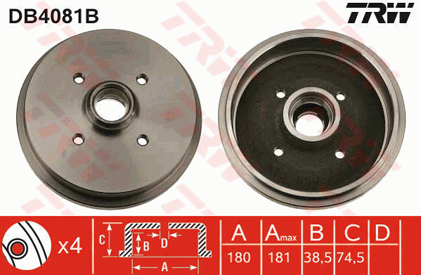 TRW DB4081B Bremstrommel