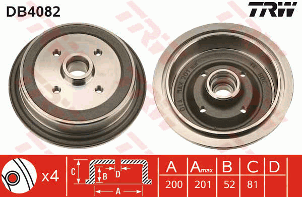 TRW DB4082 Tamburo freno