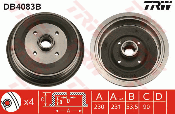 TRW DB4083B Bremstrommel