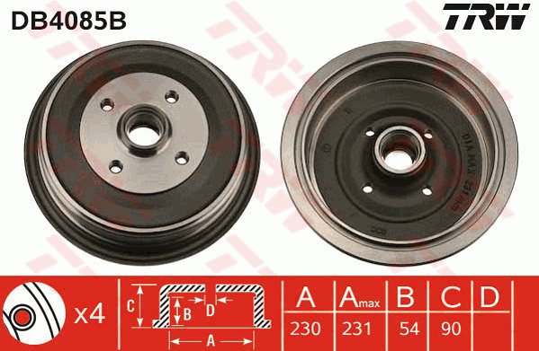 TRW DB4085B Bremstrommel