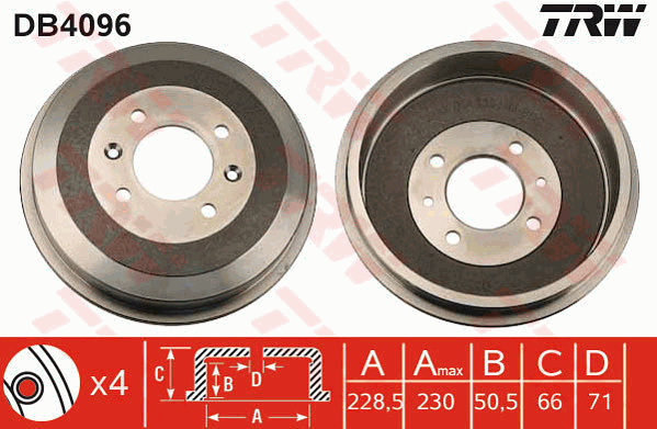 TRW DB4096 Brzdový buben